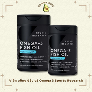 Viên uống Dầu cá Sports Research Triple Strength Omega-3 Fish Oil Mỹ (BAY AIR-ĐỦ BILL)
