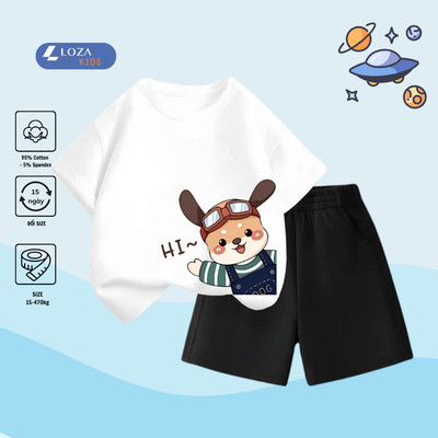 Bộ đồ gấu Hi cho bé trai - Quần áo bé trai mùa hè size từ 15-40kg-  Loza Kids SB235