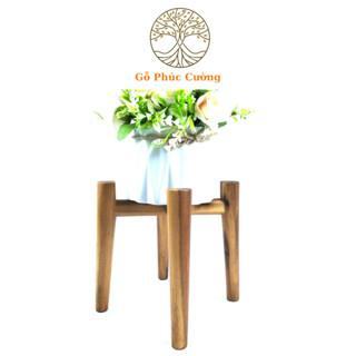 Giá Đỡ Chậu Cây Gỗ Phúc Cường, KT Cao 20 cm x Rộng 24 cm, Đôn Gỗ Để Chậu Hoa Để Bàn/ Kệ Để Chậu Cây Kiểng