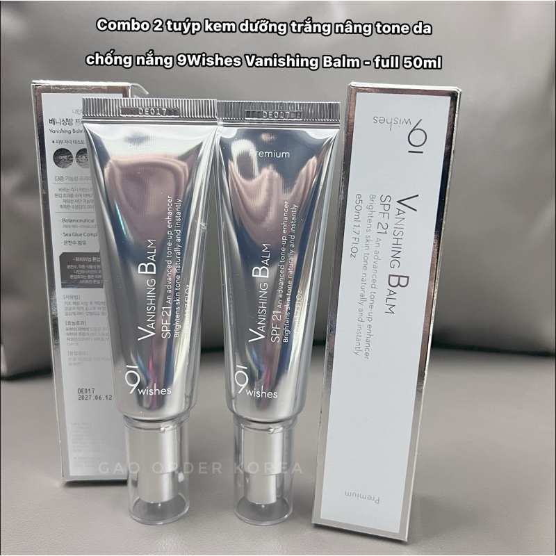 combo 2 tuýp - kem dưỡng trắng da chống nắng cao cấp 9wishes VB( bản giới hạn)