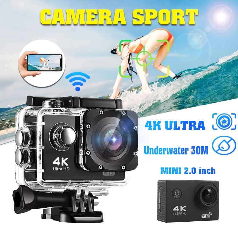 Camera hành trình xe mát gắn mũ bảo hiểm Sport camera 4K, Cam hành trình cho xe máy, xe đạp, đi phượt, di lịch