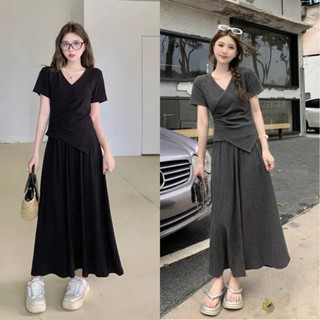 Set bộ nữ thun cotton lạnh, set áo vạt chéo chân váy xòe co giãn chất mềm mát, phong cách nữ tính 7.Beautiful S38