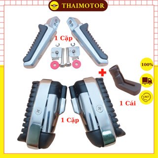 Combo Gác chân trước ốp Inox+Gác chân sau Hayate nhôm cao su+Bọc chân chống lắp các dòng xe máy Honda, Yamaha, Suzuki