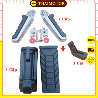 Combo Gác chân trước cao su Kijima+Gác chân sau Hayate nhôm cao su+Bọc chân chống lắp các xe máy Honda, Yamaha, Suzuki