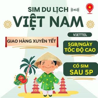   4G 5G  eSIM Du Lịch Việt Nam - Mạng 4G Viettel NÉT căng 5GB ngày kích hoạt qua QR code nhận sau 5p 