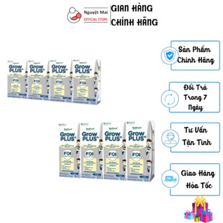 Lốc 4 hộp 110ml/ 180ml Sữa bột pha sẵn Nutifood Grow Plus+ Bạc ít ngọt hương vani