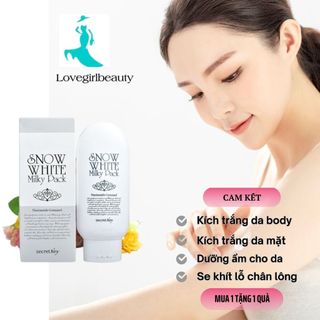 Kem dưỡng trắng da body Snow White Milky Pack kích trắng da body dưỡng ẩm mờ thâm sạm thoa lên da nâng tone