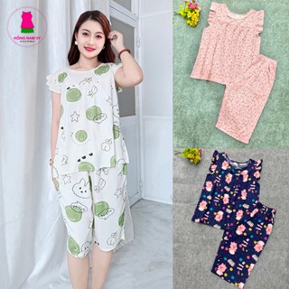 Đồ bộ mặc nhà nữ lửng cánh tiên vải LỤA mịn mát size 43-75kg