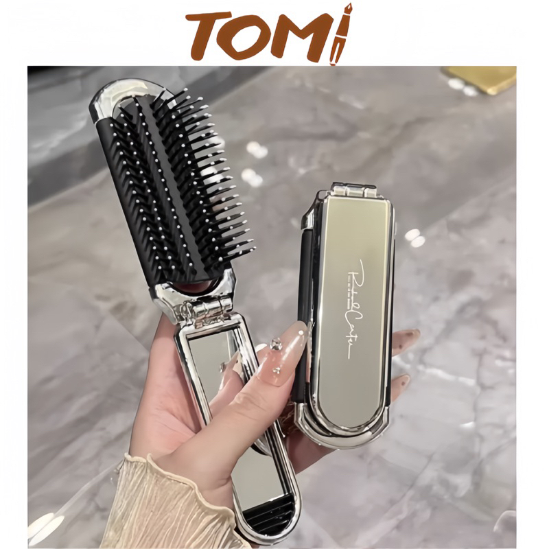  Lược Chải Tóc Gấp Gọn Kèm Gương Đính Sticker Dễ Thương TOMI 335 