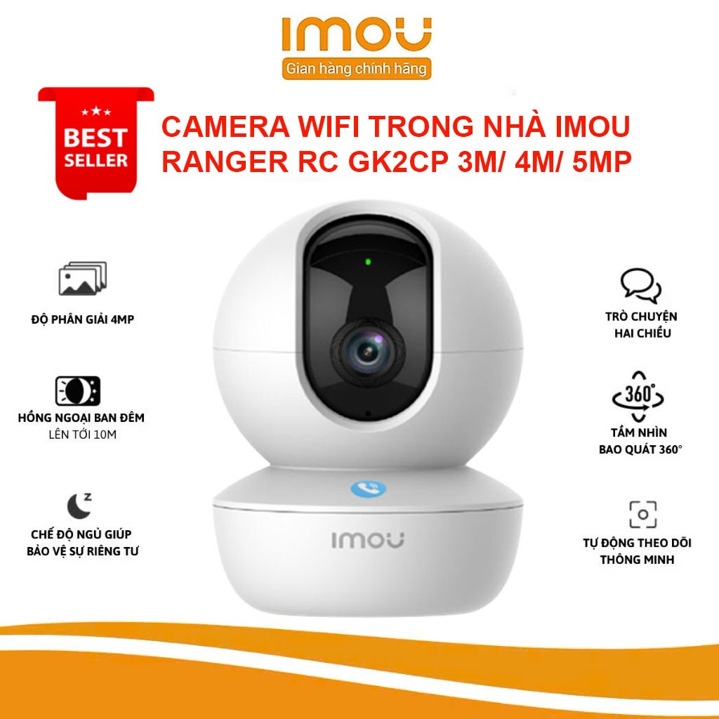 Camera Wifi Imou Ranger RC 3MP 4MP 5MP Nút gọi cảm ứng ,Phát hiện con người ,Xoay toàn cảnh 360 ,Đàm thoại - BH 24 Tháng