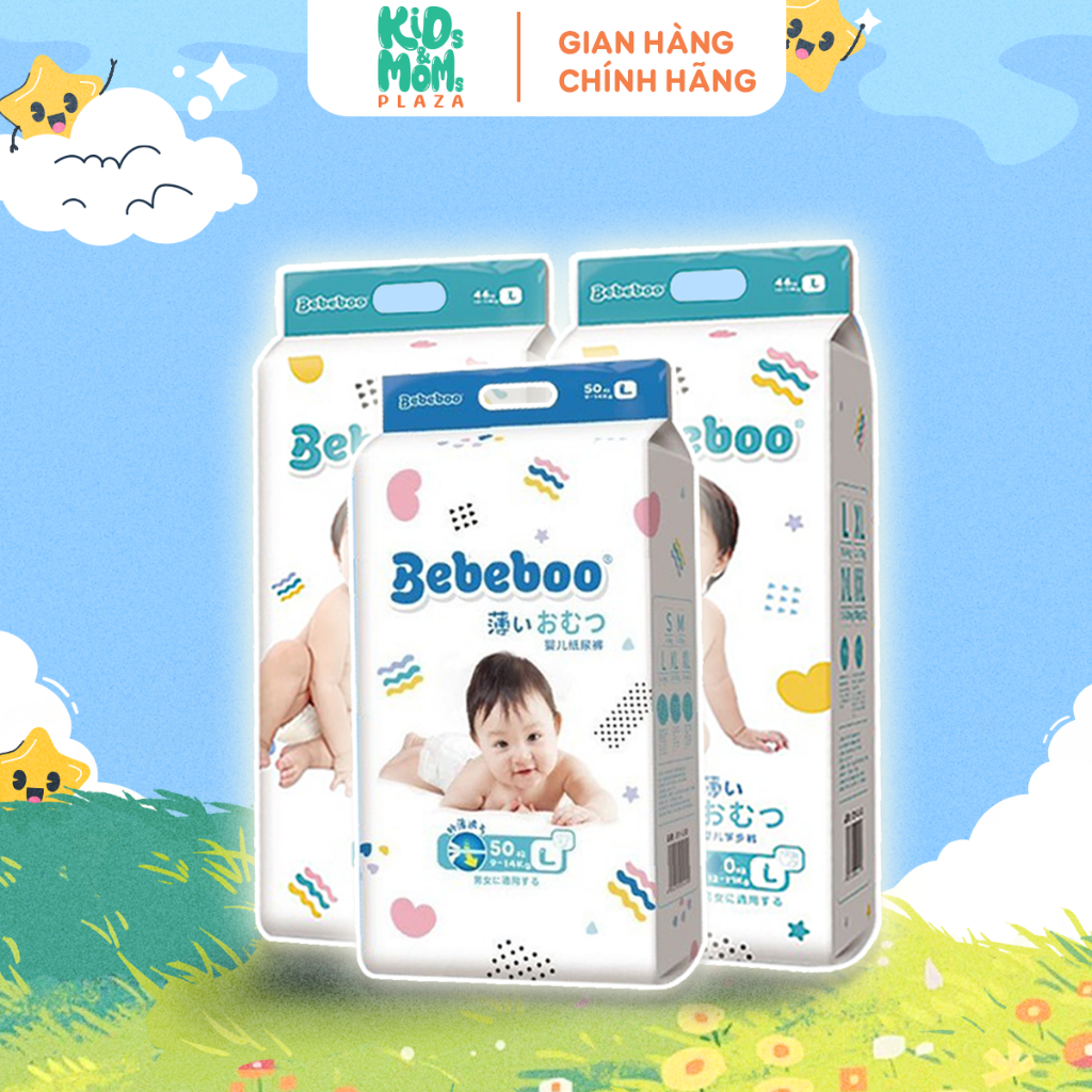 (3BB) [KHÔNG QUÀ] COMBO 3 bịch tã/bỉm quần/dán Bebeboo Nhật Bản mỏng mịn, thấm tốt, full size