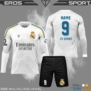  Áo Bóng Đá Thun Lạnh Real Madrid Trắng Dài Tay 16 - Áo Thể Thao Thời Trang Unisex 