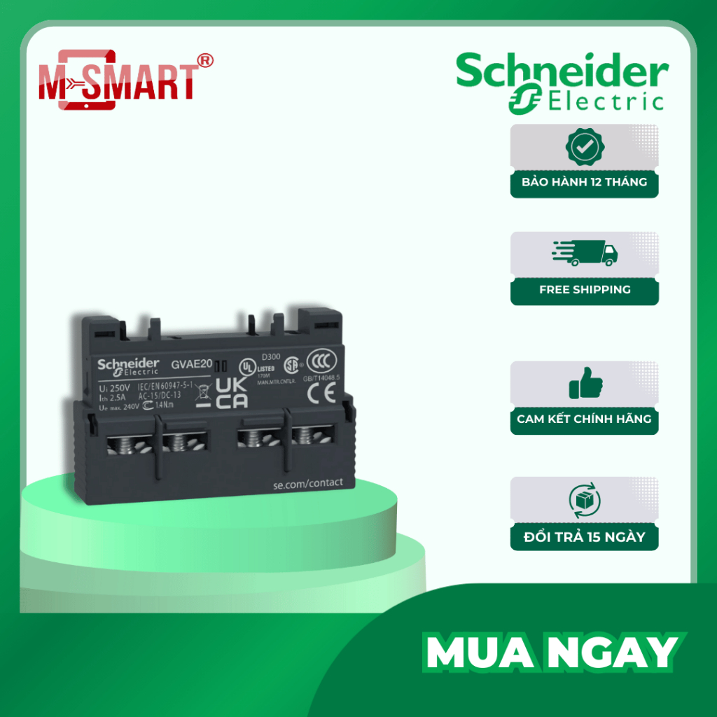 Tiếp điểm phụ - Front - NO+NO/ NO+NC - dùng cho TeSys Motor CB - Schneider Electric - GVAE11 GVAE20