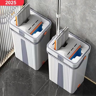 Bộ cây lau nhà 360 độ Shouse thông minh cho nhà tắm cao cấp tách nước có thùng cán dài