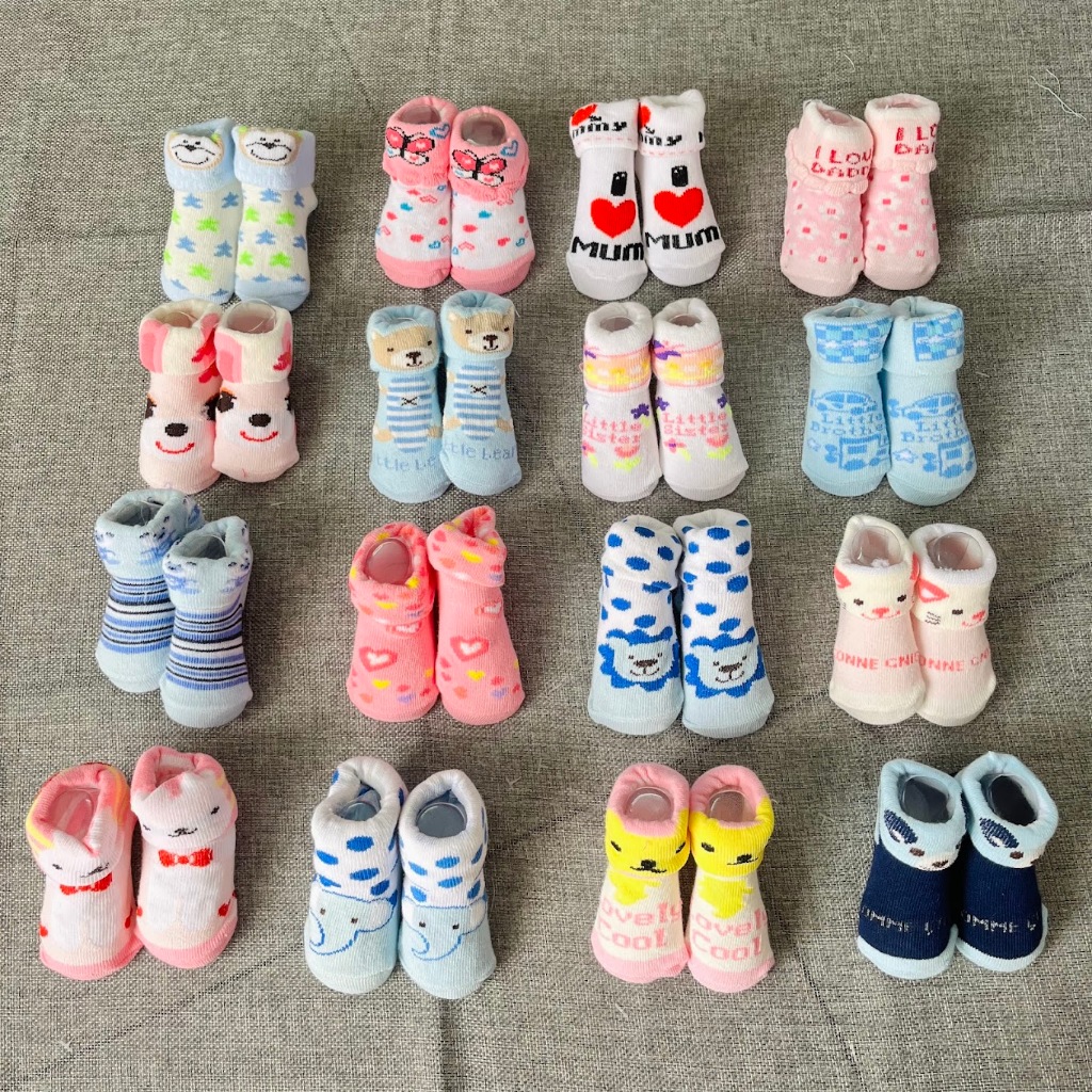SALE LỖ Set 2 đôi Tất lưới cotton sơ sinh cho bé 0-6 tháng/ Vớ trẻ em