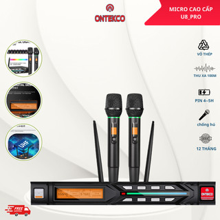 Bộ micro không dây ONTEKCO U8 Pro, bộ micro chuyên nghiệp cao cấp chính hãng.hát nhẹ,chống hú