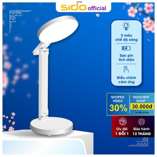  Đèn học để bàn Sidohome XT89 đèn tích điện chống cận cảm ứng 3 chế độ sáng đọc sách 