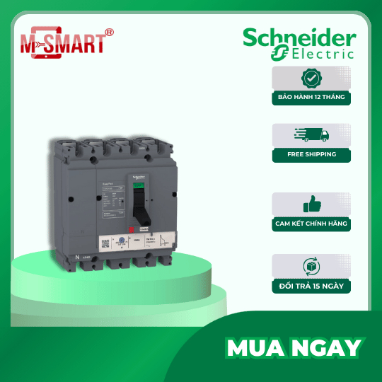 Aptomat dạng khối 4P MCCB 25kA 380..415 V AC bộ ngắt TM-D dòng EasyPact CVS160B - Schneider Electric