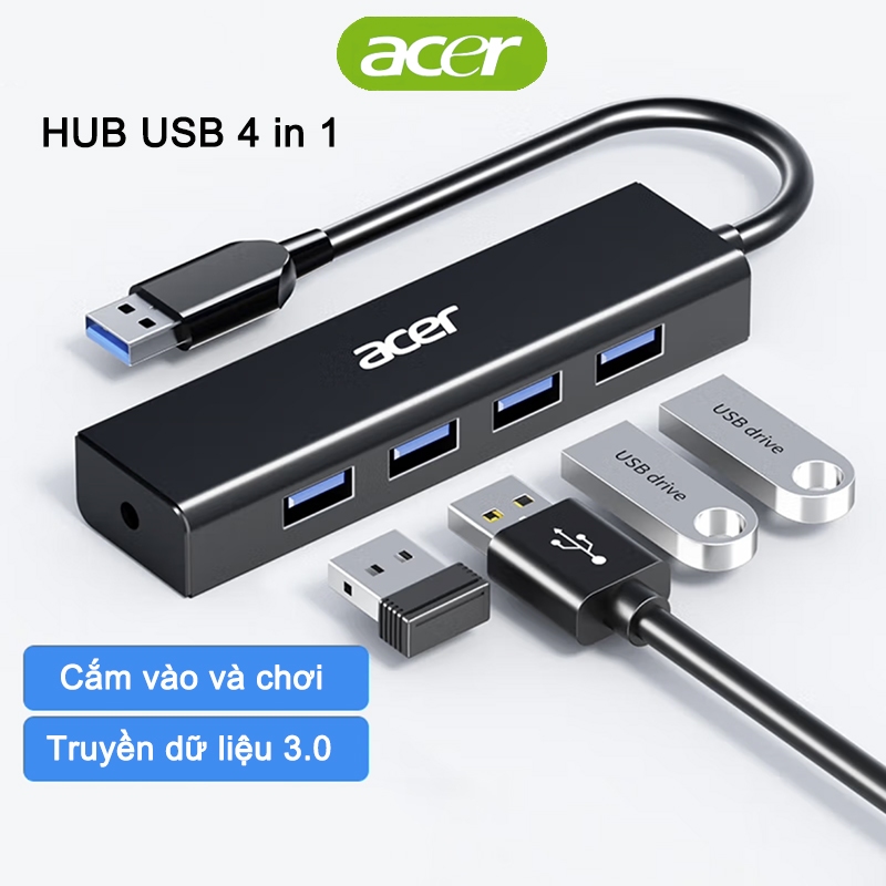 Bộ Chia USB Acer HY21 4 in 1 Hub USB Truyền Tốc Độ Cao 350 MB/S Thích Hợp Cho PC, Desktop, Laptops