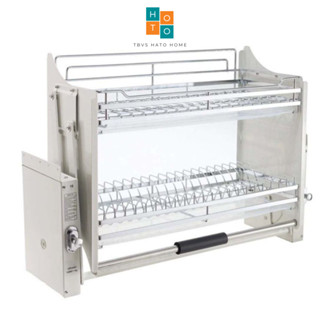 Giá Bát Nâng Hạ Inox 304 HATO Điều Chỉnh Cao Thấp Với Hộp Số Chống Kẹt, Kệ Đựng Đồ Nhà Bếp Thông Minh Bảo Hành 48 Tháng