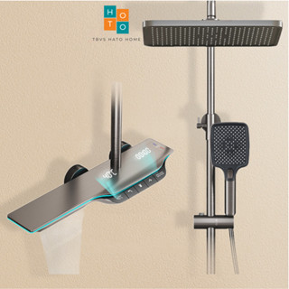 Sen Cây Tắm Đứng Phím Đàn Hato Củ Sen Lõi Đồng Hiển Thị Nhiệt Độ, Thời Gian, Sen Cây Tắm Mạ Titan Có 3 Chức Năng Xả