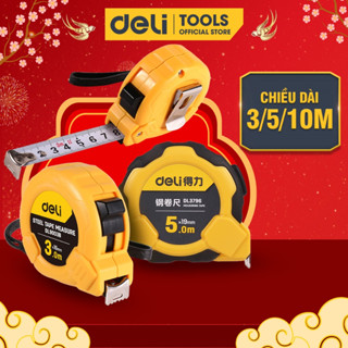 Thước Cuộn Thép Deli Cao Cấp Chính Hãng Đủ Size - Chất Liệu ABS Bọc Cao Su Chắc Chắn Chống Va Đập - DL3796 / EDL9003B