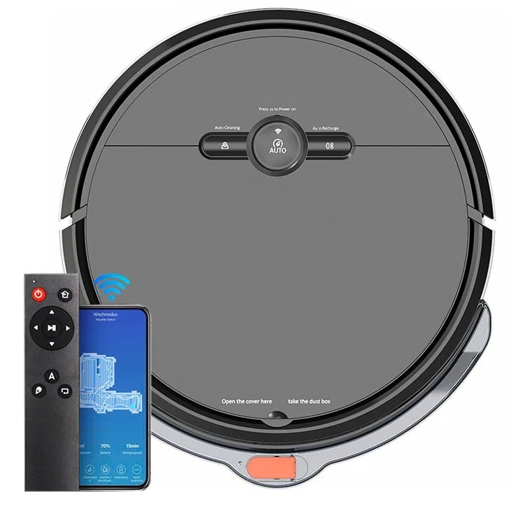 - Robot hút bụi - lau nhà D2-001 tự động, robot hút bụi không dây suất lớn lực hút mạnh 3600PA. Máy lau sàn thông minh