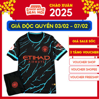 [MC -ĐS02] in tên số áo - Bộ Áo quần đá bóng CLB M**C đen sấm sét_Hàng thun lạnh cao cấp loại 1