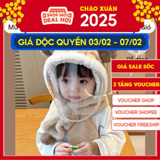 Mũ Len Trùm Đầu Có Kính Chắn Gió Tích Hợp Khăn Quàng Cổ Tiện Lợi Cho Bé, Nón Len Lông Cừu Có Kính Bảo Vệ