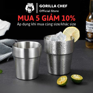 Ly inox 304 2 lớp GORILLA CHEF kiểu dáng đơn giản, sang trọng và an toàn cho sức khỏe 175-450ml