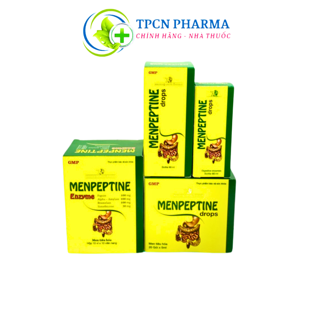 Men Hỗ Trợ Tiêu Hóa Menpeptine Enzyme Gold và Drops Mediphar - Dạng Viên và Dạng Lỏng