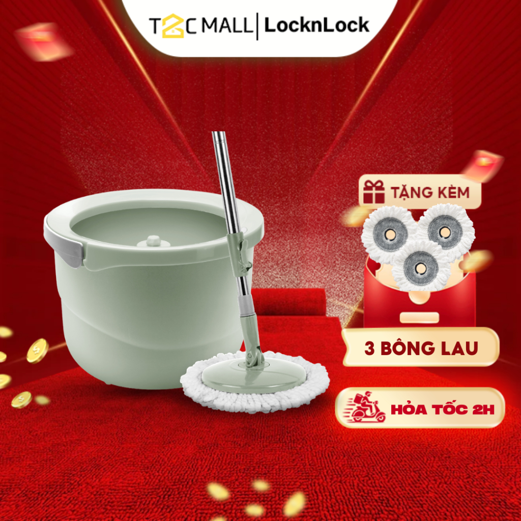 Bộ Cây Lau Nhà Locknlock Tự Vắt Thông Minh Lau Nhà 360 Độ Kèm 4 Bông Lau Etm498Mits2 T2Cmall