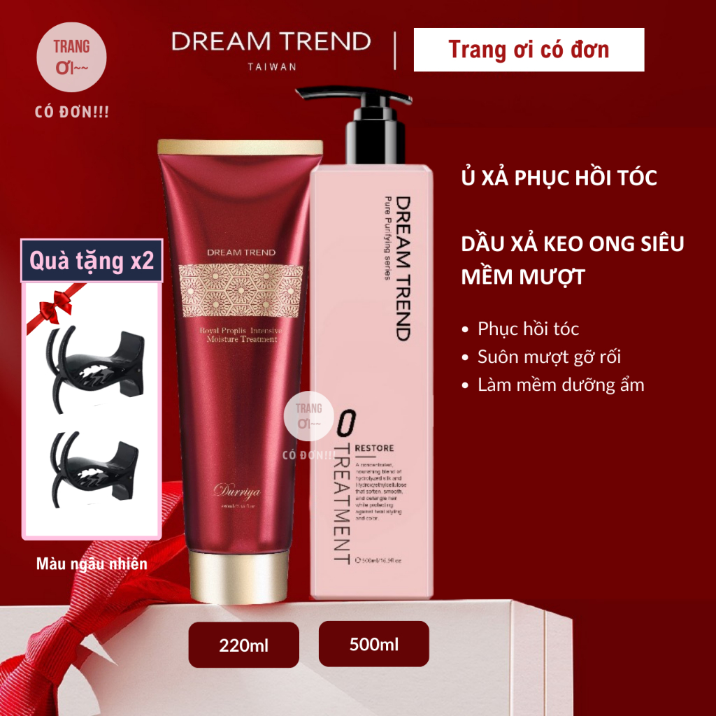 [Combo Tóc mượt trong tết] Dream Trend dầu xả đỏ và mặt nạ tóc ủ xả Dream Trend mask hồng