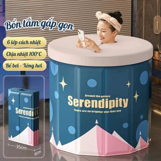 Bồn Tắm Người Lớn Xông Hơi Gấp Gọn Cao Cấp Dày 7 Lớp Giữ Nhiệt, Bể Bơi Gấp Gọn Cho Bé Dung Tích 150L