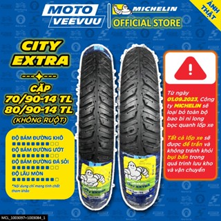 [MTVV] CẶP VỎ LỐP xe máy MICHELIN CITY EXTRA 70/90-14 & 80/90-14 TL AB Vario Mio Luvias Vision Air Blade Click<END>