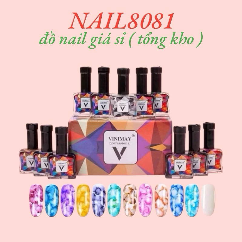 Set loang cồn vân đá Vinimay 12 màu ( Hàng Chính Hãng ) cồn loang