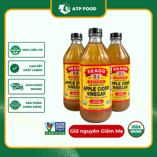Giấm Táo Hữu Cơ Bragg Date 2029, Chứa Giấm Mẹ, Chai 473ml, Nhập Chính Ngạch– ATP Food