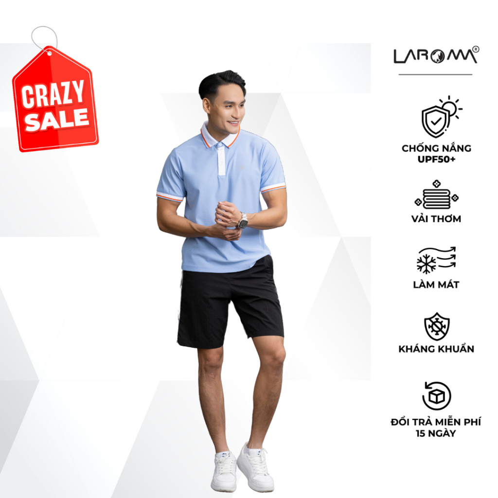 LAROMA Bộ Thể Thao Nam Phối Cổ Vải Coolmax | Cổ Bẻ | Thoáng Mát | Co Giãn | Mềm Mịn | Thời Trang | Trẻ Trung Năng Động