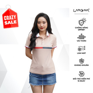 LAROMA Áo polo nữ phối ngực | vải coolmax làm mát