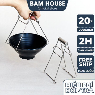 Combo 2 Dụng cụ gắp bát đĩa nóng inox Bam House có cán inox cao cấp GDN01