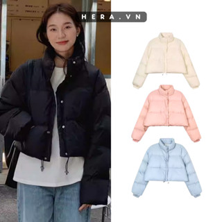 Áo khoác phao croptop HERA basic mùa đông siêu ấm phong cách Hàn Quốc T014 giấy hdsd