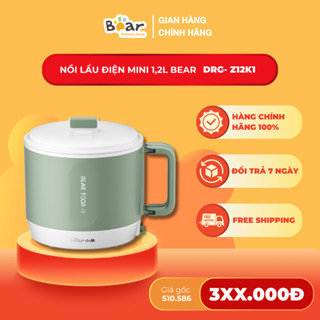Nồi Điện Đa Năng Mini Bear DRG-Z12K1 1.2L, 500W, Ca Nấu Lẩu, Mì, Xào, Hầm, Chống Dính, Bảo Hành 18 Tháng