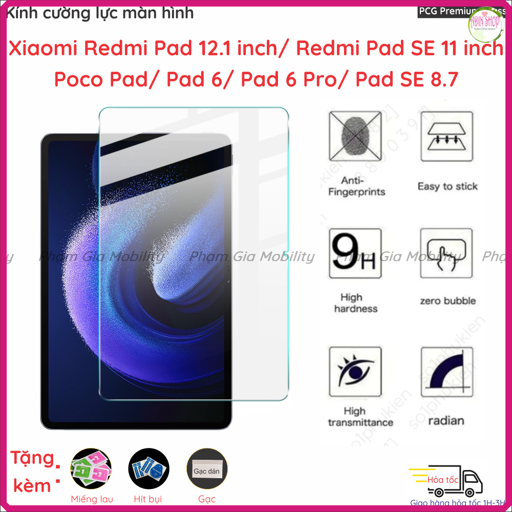 Kính cường lực Xiaomi Redmi Pad Pro 12.1 inch/ Pad SE 11 inch/Pad SE 8.7 inch/Poco Pad/Pad 6/6 Pro/P