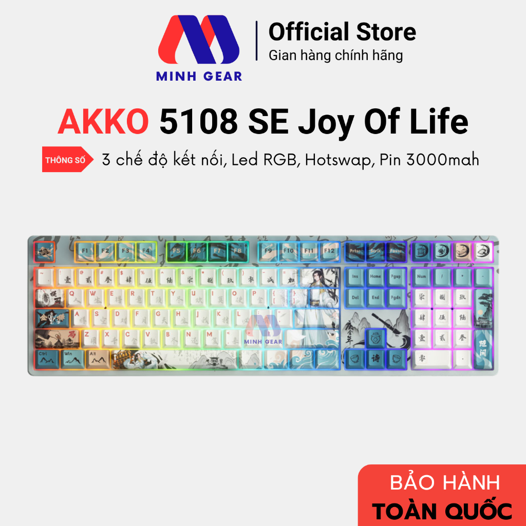 Bàn phím không dây AKKO 5108 SE Joy of Life (RGB / Hotswap / Piano Pro switch) - Hàng Chính Hãng