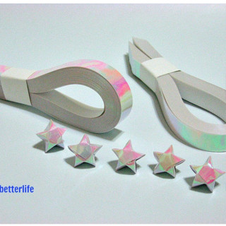 [100 tờ] GIẤY xếp ngôi sao ÁNH KIM MÀU TRẮNG ÁNH HỒNG