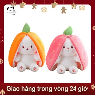 CLCZHàng SẵnThỏ Nhồi Bông Tai Dài 2 in 1 - Thỏ Quả Bông Trái Cây Cosplay Dâu Và Cà Rốt Quà Tặng Dễ Thương 