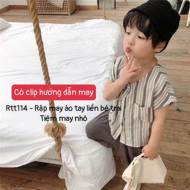 RT114_Rập giấy may áo sơ mi tay liền bé trai