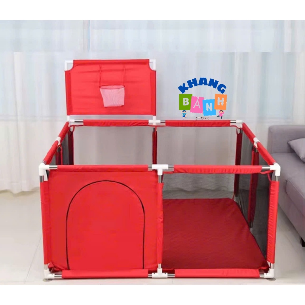( Tặng 10 bóng) quây Vuông khung inox dành cho bé từ 6 tháng tuổi trở lên -hàng cao cấp.