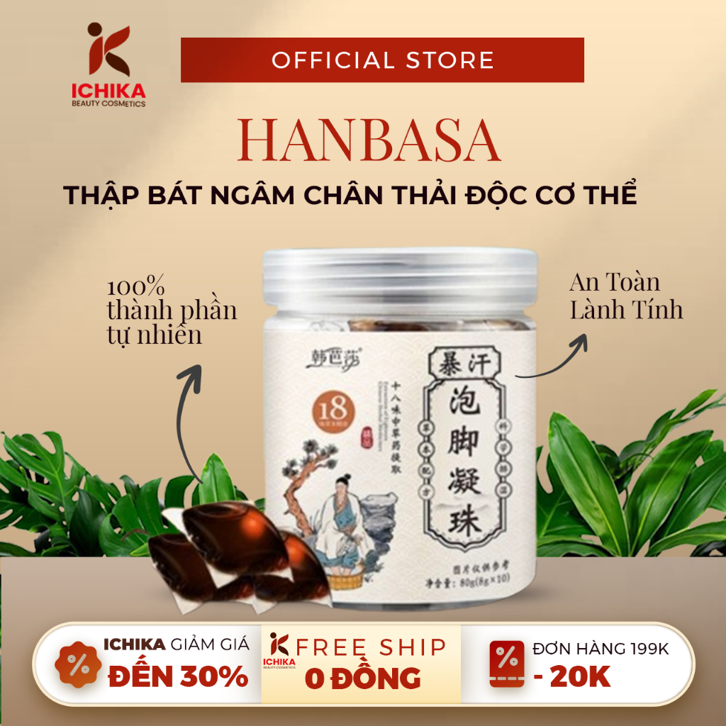 Viên Ngâm Chân Thảo Mộc HANBASA - Viên Ngâm Chân HANBASA Thải Độc Hỗ Trợ Ngủ Ngon, Lưu Thông Khí Huyết, Giảm Tê Bì