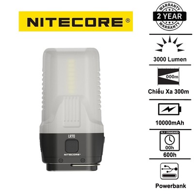 Đèn pin cắm trại NITECORE LR70 sáng 3.000 lm chiếu xa 300m pin liền thân 10000mAh USB-C powerbank
